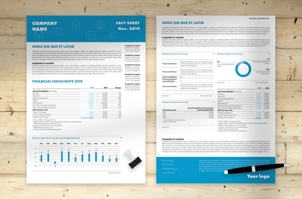 Flyer Layout with Blue Headers for InDesign INDD format