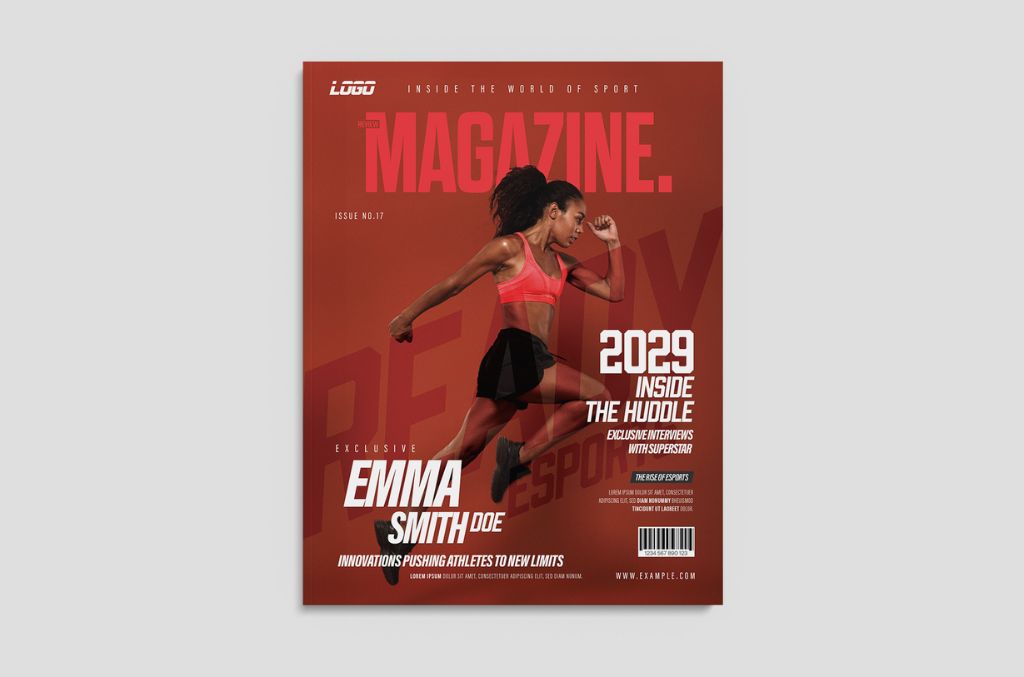 Sport Magazine Cover Layout Modern Red Theme for PSD Photoshop