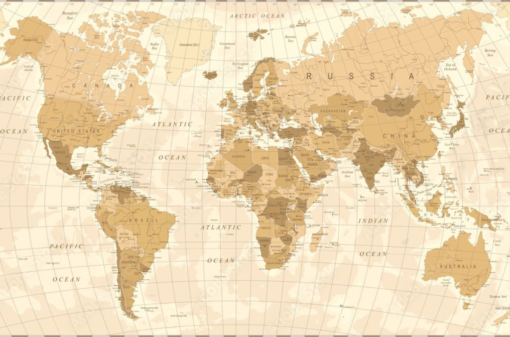Vintage World Map Vector Illustration