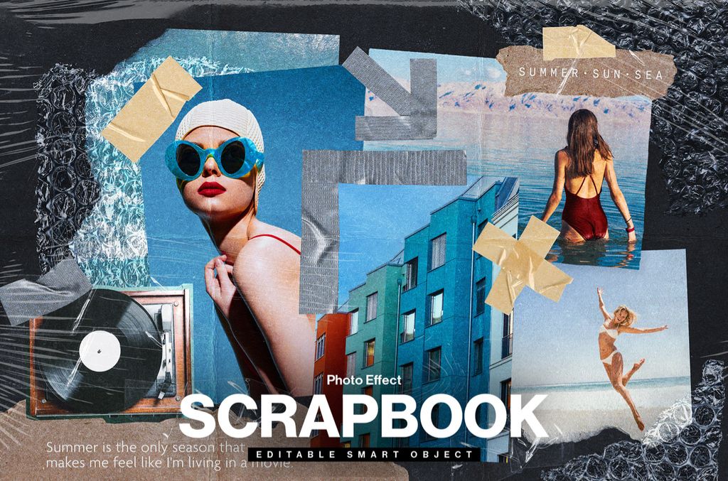 Scrapbook Photo Collage Layout in Photoshop PSD format