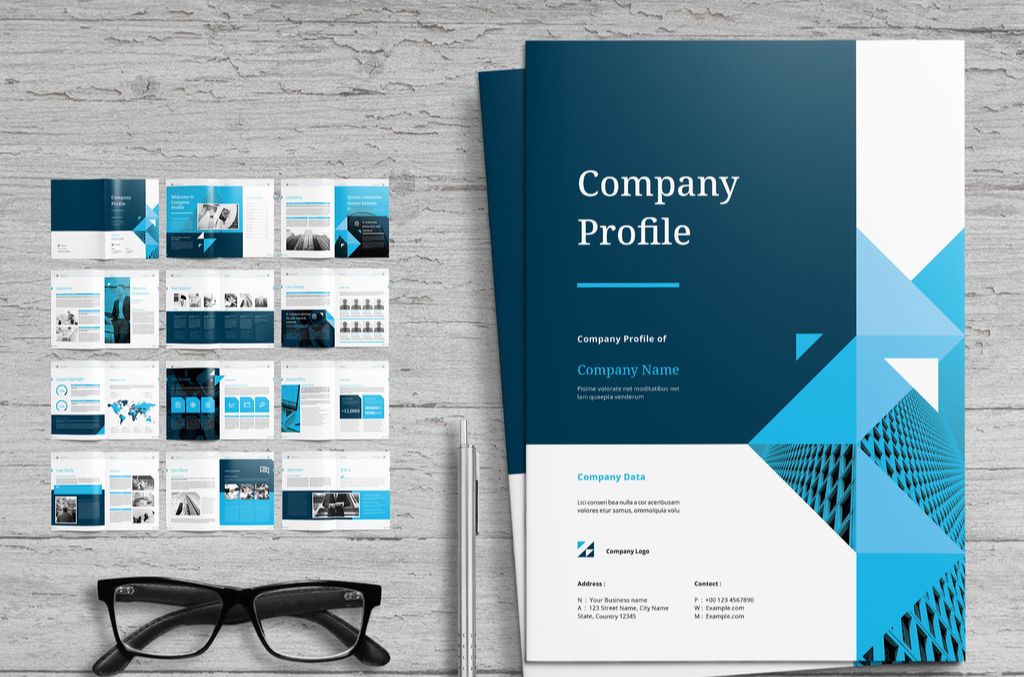 Company Profile Layout with Blue Accents for InDesign INDD Format