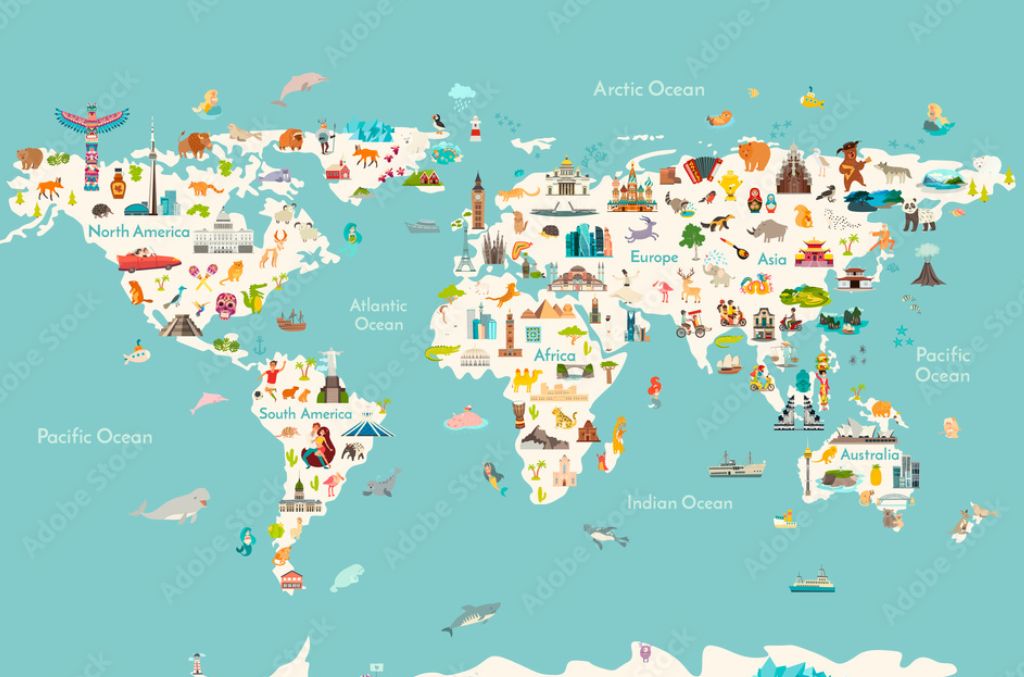 Cute World Map in Vector Illustration