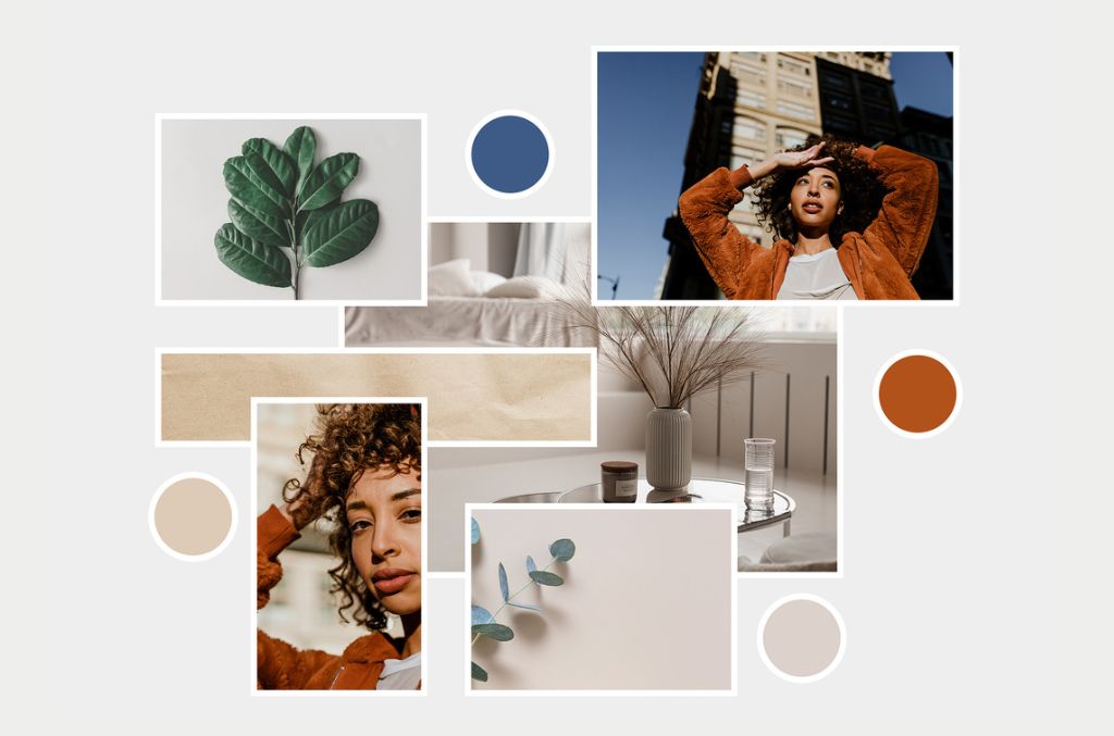 Minimal MoodBoard Layout With 6 Photo Options and Color Palette in Photoshop PSD format