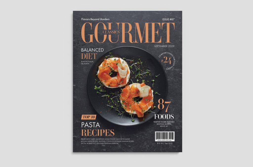 Food Magazine Cover Layout Cooking Gourmet Dish for PSD Photoshop