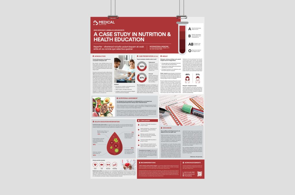 Medical Case Study Poster Layout for InDesign INDD Format