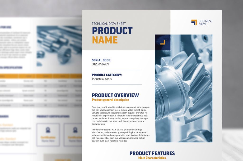 Product Specification Sheet Template for InDesign INDD format