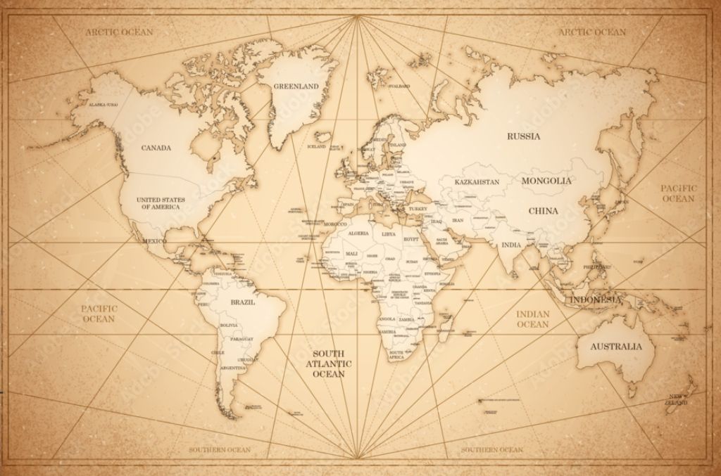 Vintage World Map in Vector Illustration