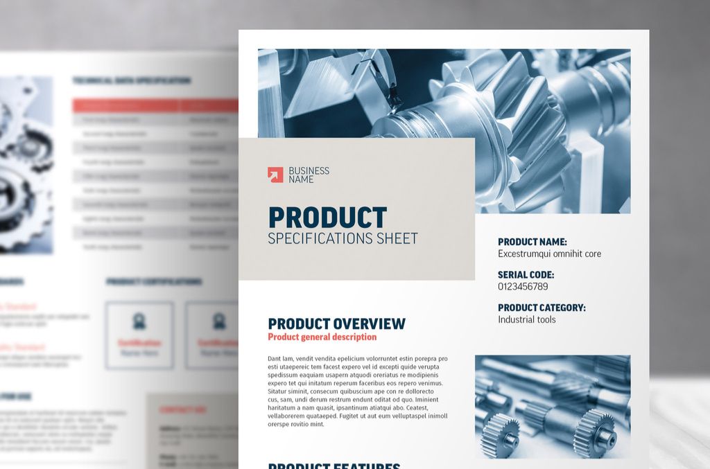 Product Specifications Sheet Template for InDesign INDD format