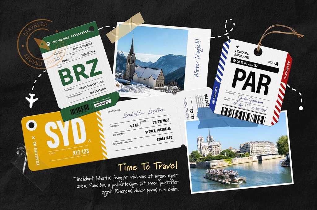 Travel Collage Mockup Layout in Photoshop PSD format