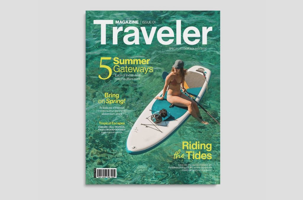 Travel Magazine Cover Layout for Adventure Outdoor Activity Nature Explore Book for PSD Photoshop