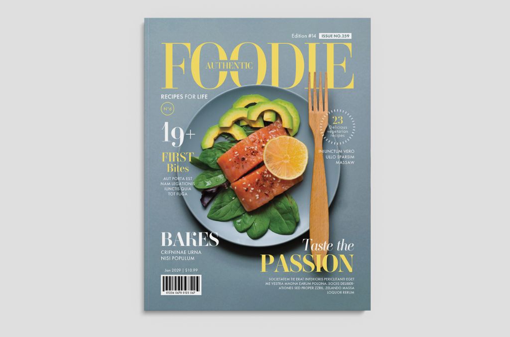 Food Magazine Cover Layout Delicious Tasty Menu for PSD Photoshop