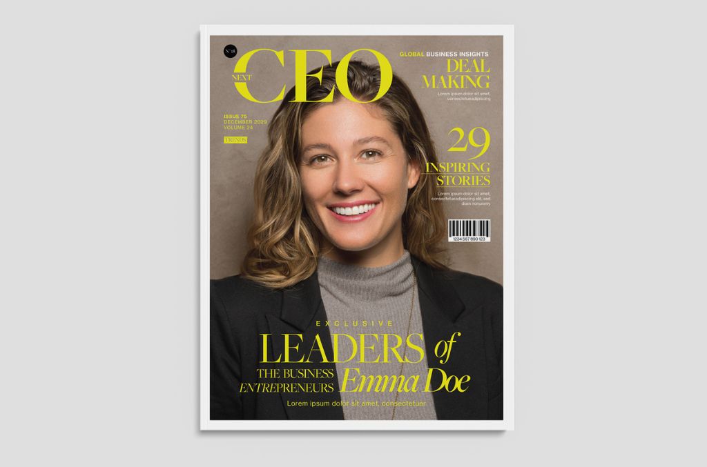 Business Magazine Cover Layout for Leader CEO for PSD Photoshop