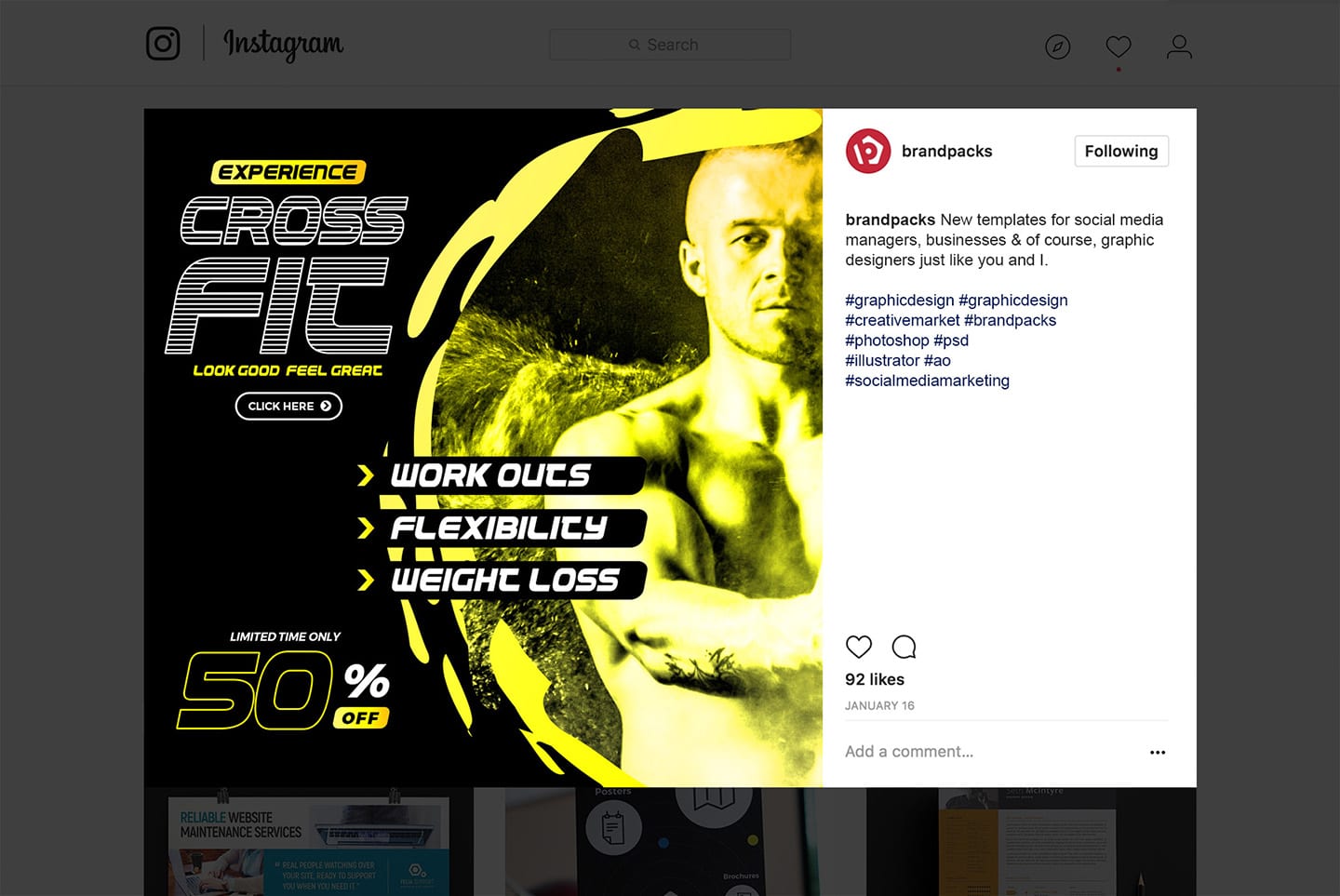 Instagram Template for Sport & Fitness