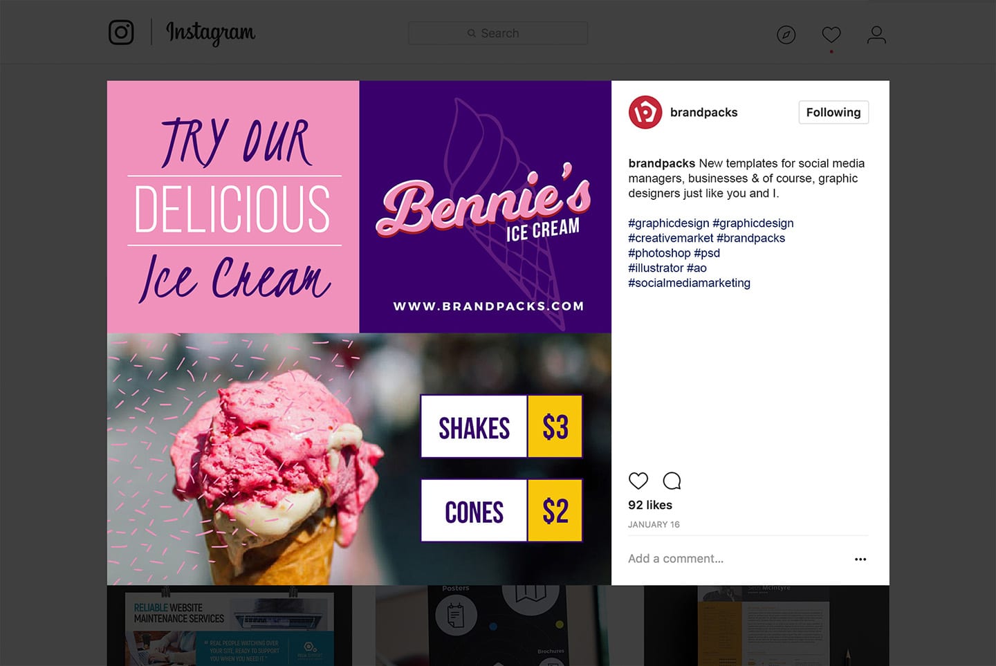 Ice Cream Social Media Templates