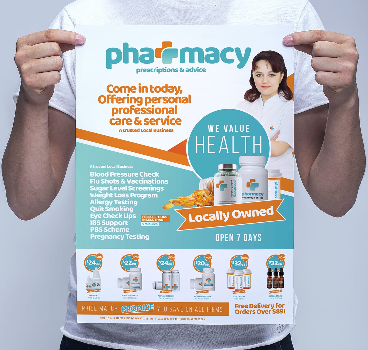 Pharmacy Poster Template - PSD, Ai & Vector - BrandPacks With Regard To Pharmacy Brochure Template Free