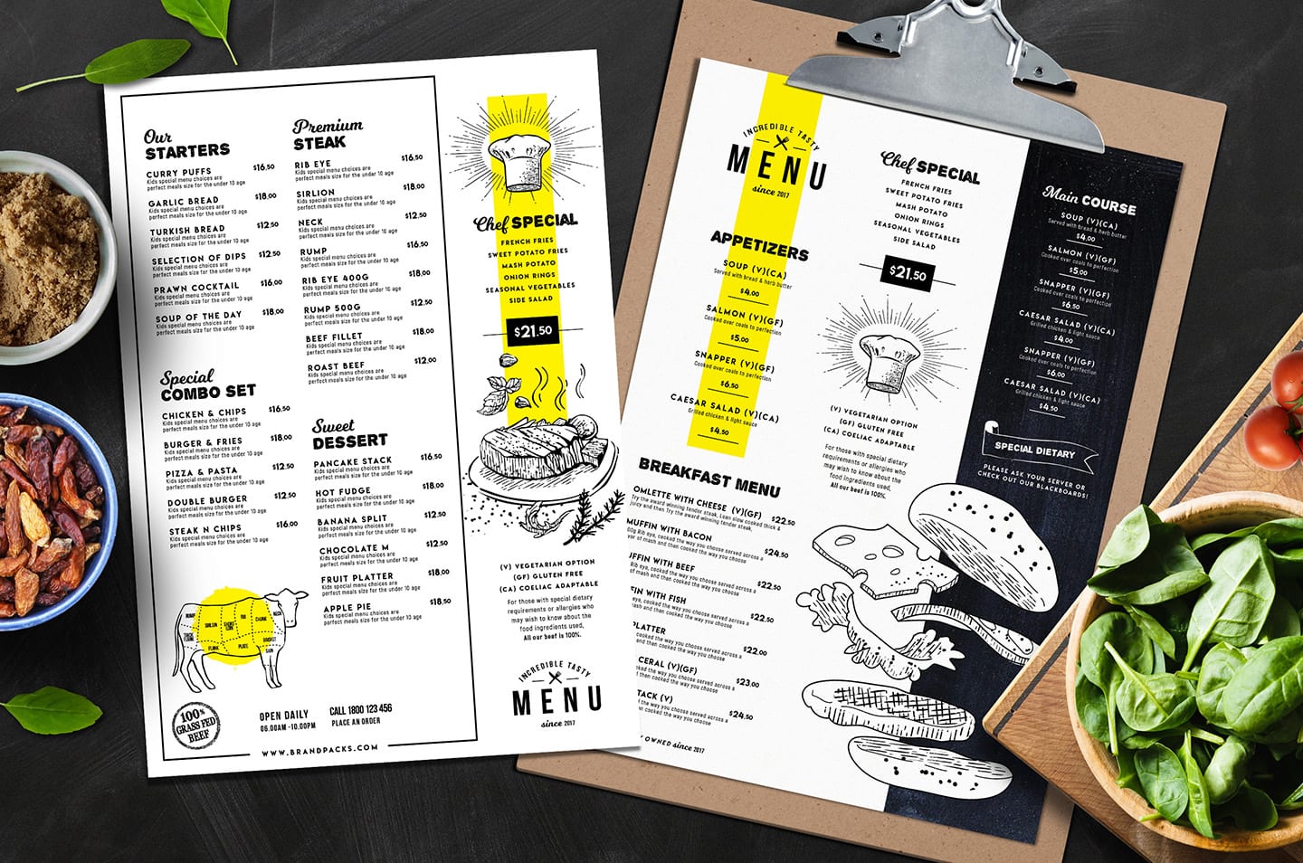 A21 Food Menu Templates for Restaurants in PSD, Ai & Vector Intended For Adobe Illustrator Menu Template