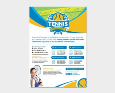 A4 Tennis Tournament Poster Template