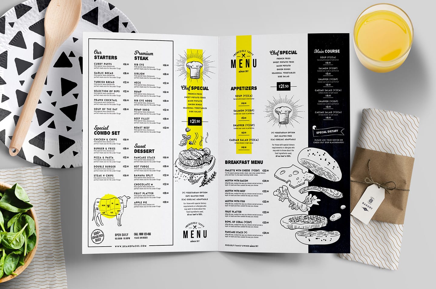 Download A4 Food Menu Templates for Restaurants in PSD, Ai & Vector - BrandPacks