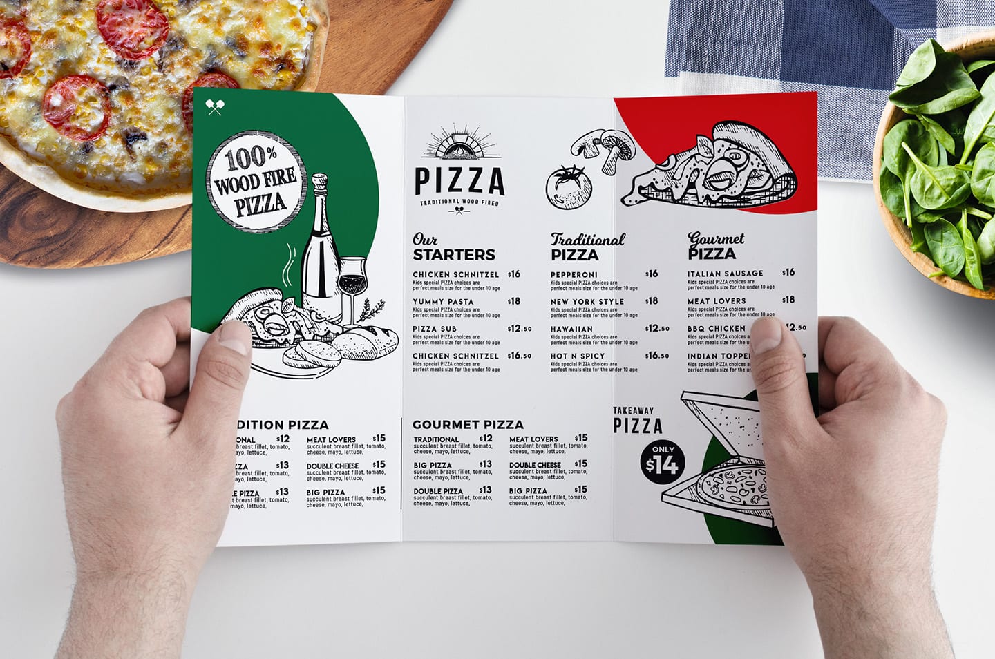 Pizza Menu Tri-Fold Template