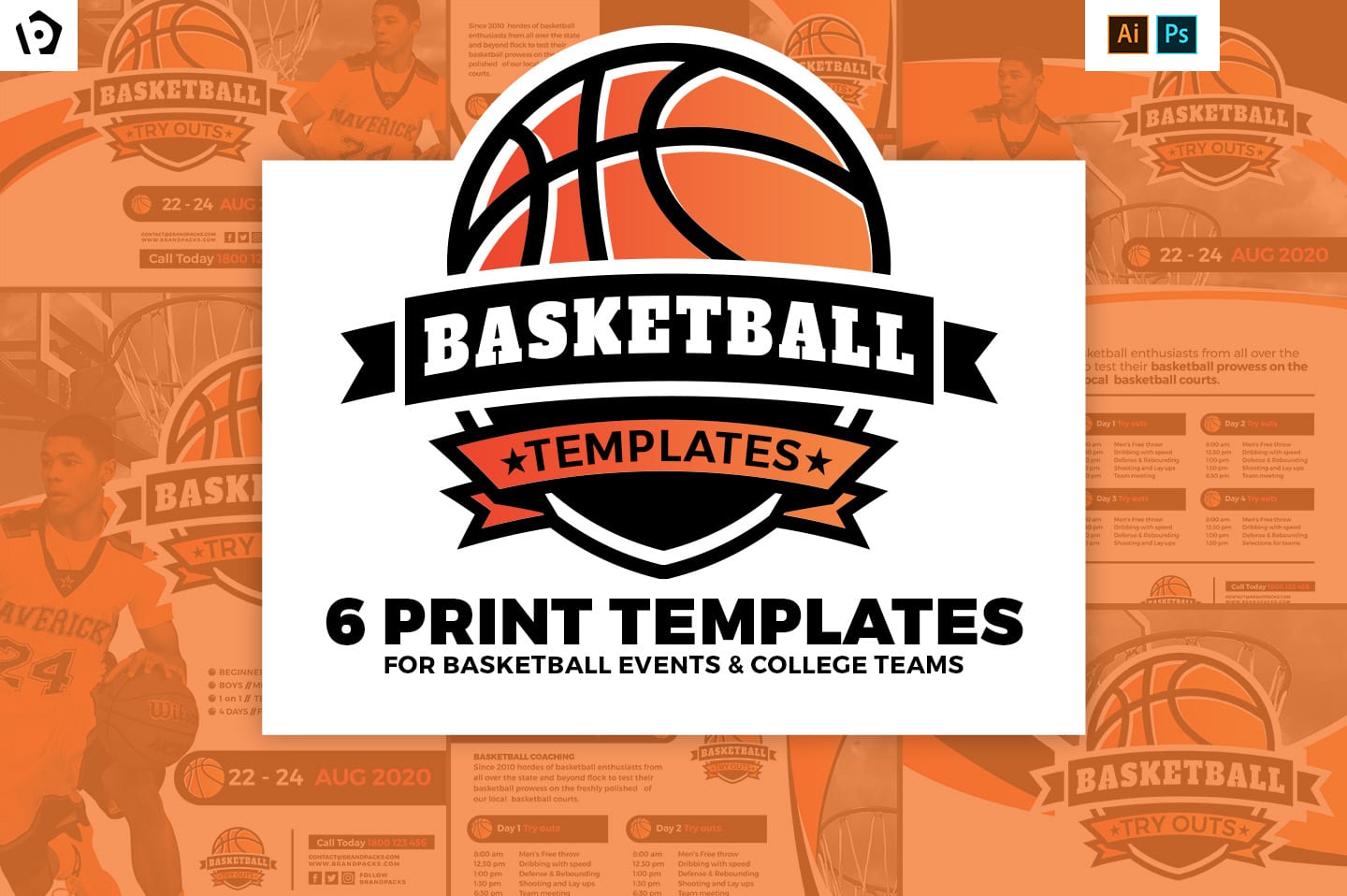 Basketball Templates Pack for & Illustrator PSD, Ai & Vector
