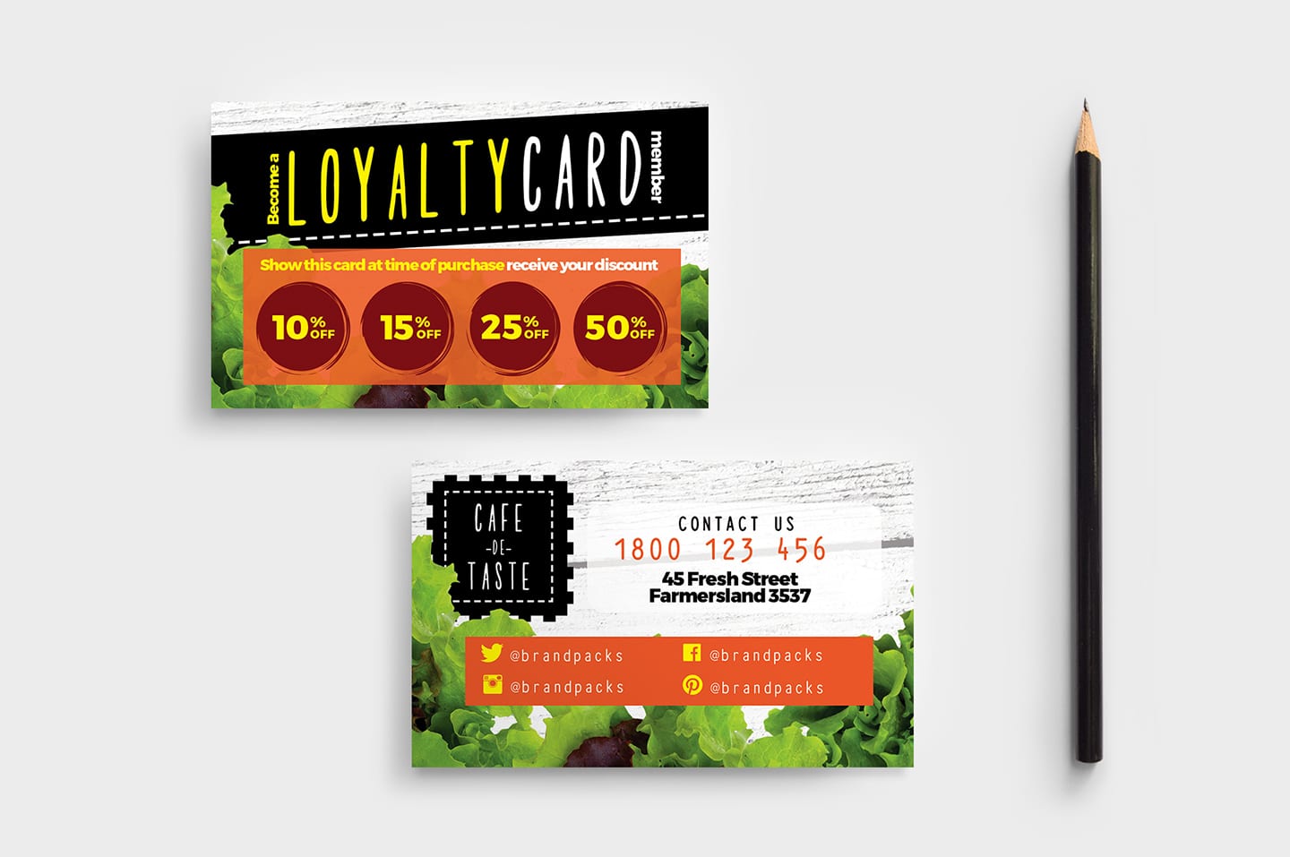 Salad Restaurant Loyalty Card Template in PSD, Ai & Vector Pertaining To Loyalty Card Design Template
