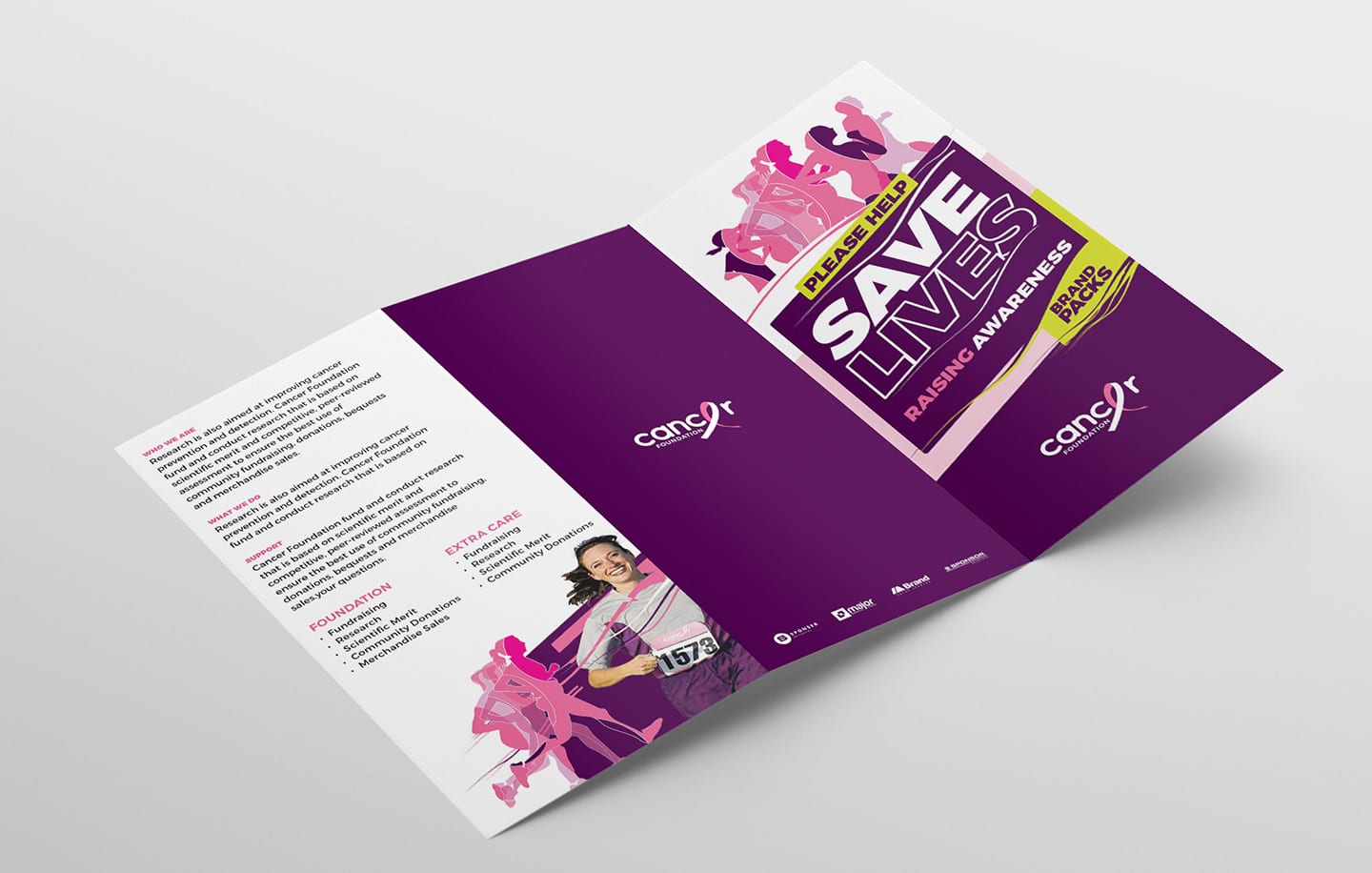 Cancer Charity Fun Run Tri-Fold Brochure Template in PSD ...