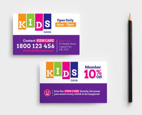 Kids Care Business Card Template