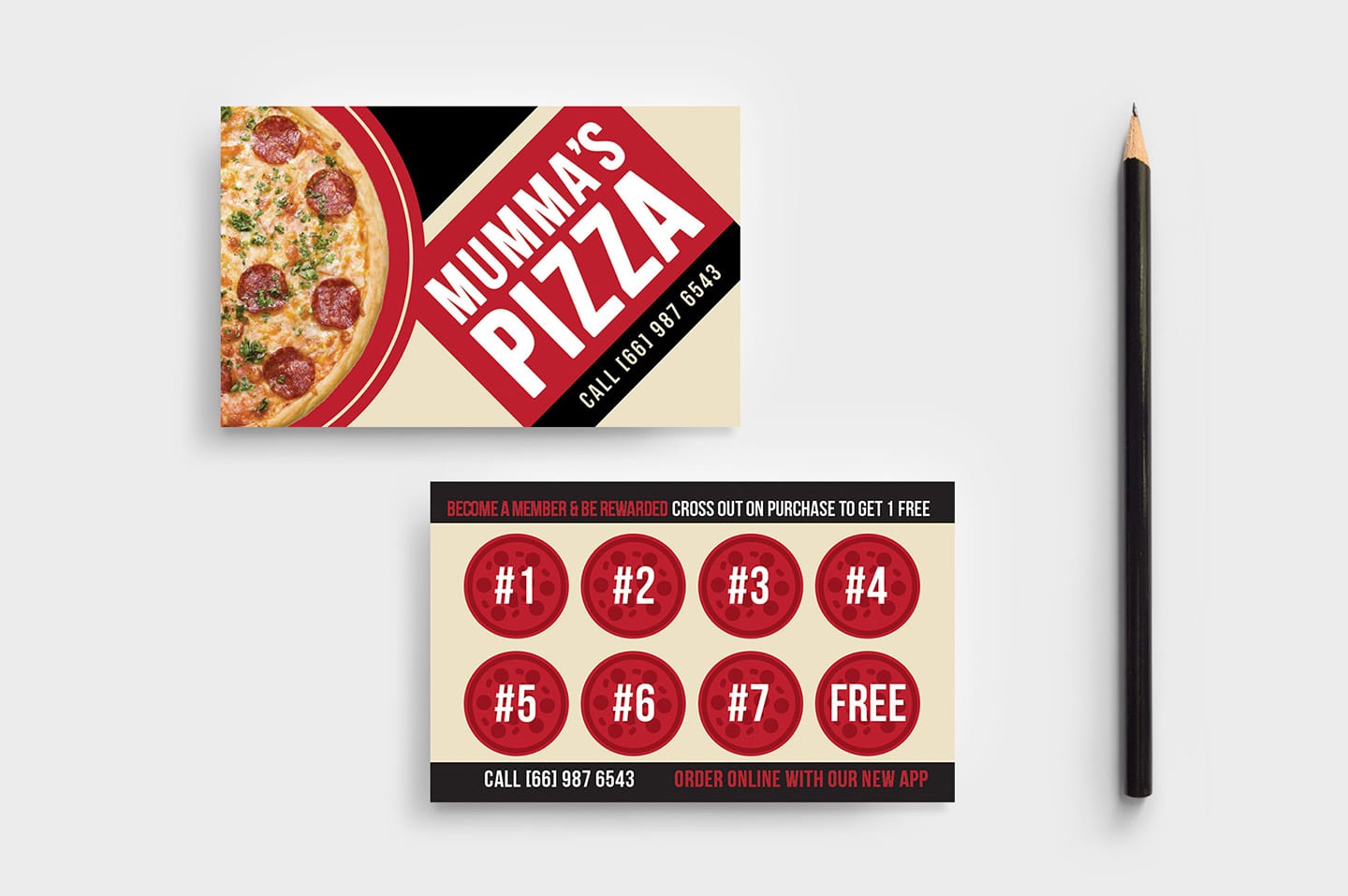 Pizza Restaurant Loyalty Card Template In Psd Ai Vector Brandpacks