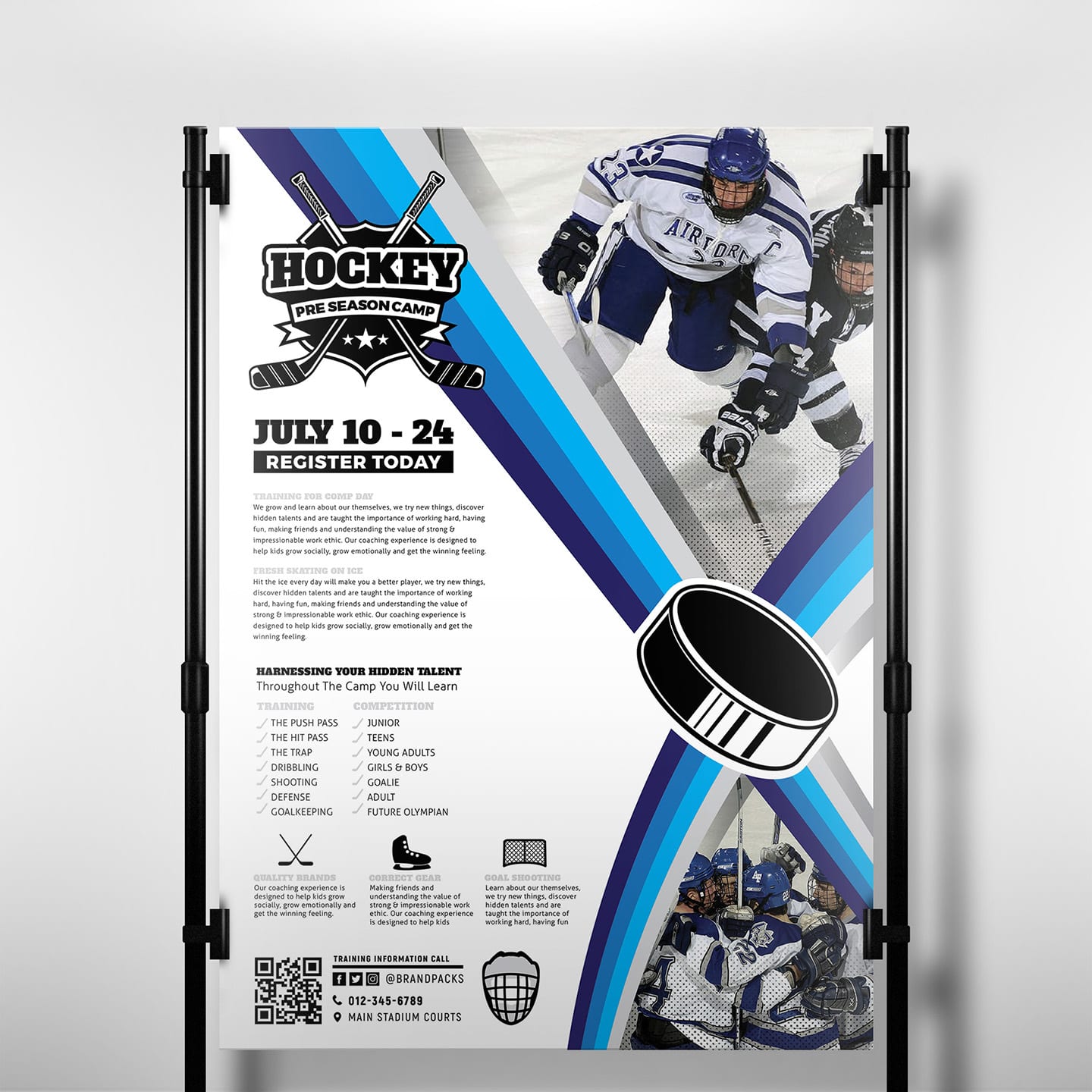 Hockey Club Poster Template in PSD, Ai & Vector - BrandPacks Inside Hockey Flyer Template