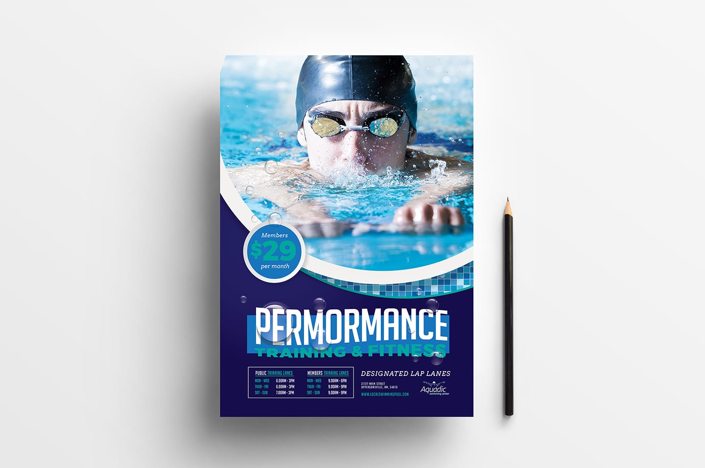 A4 Swimming Centre Poster Template