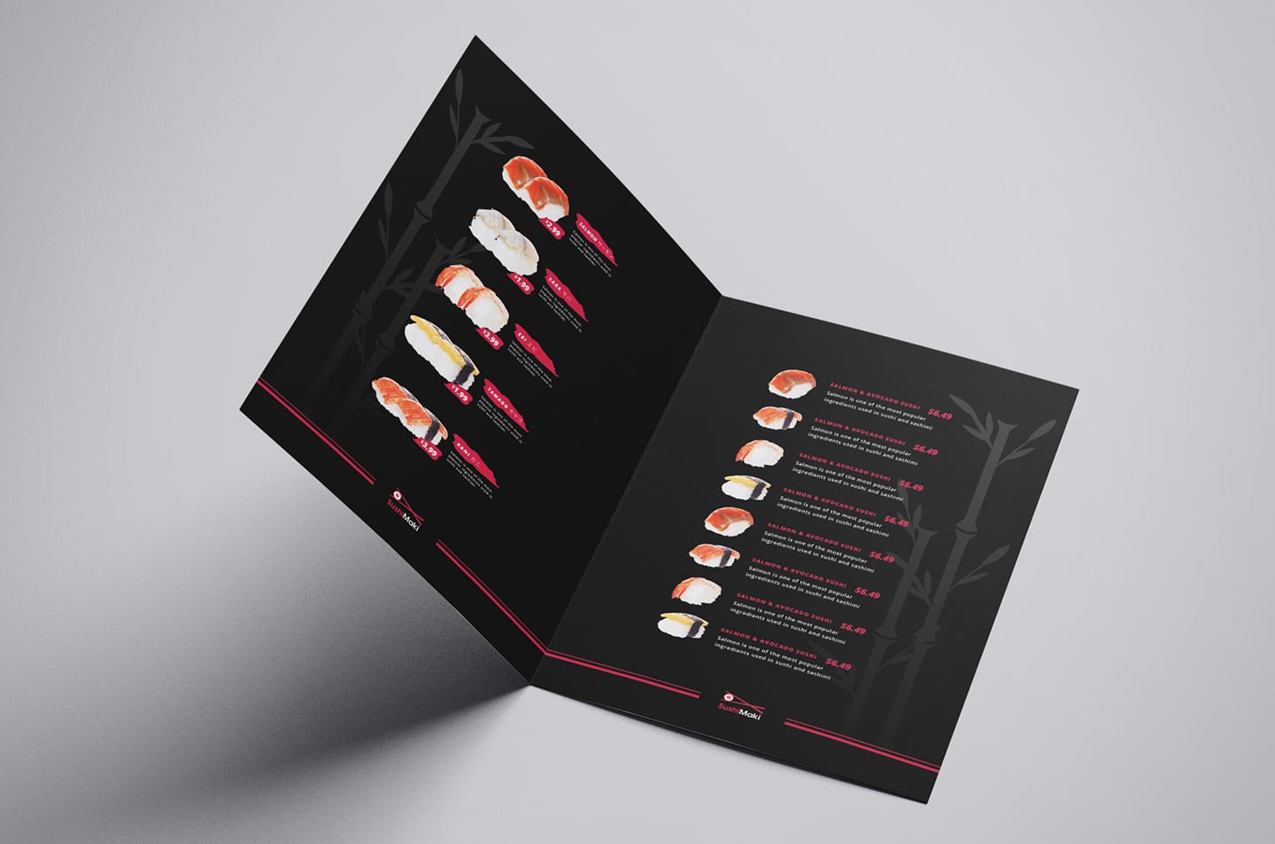 Bi-Fold Sushi Menu Template in PSD, Ai & Vector - BrandPacks Throughout Bi Fold Menu Template