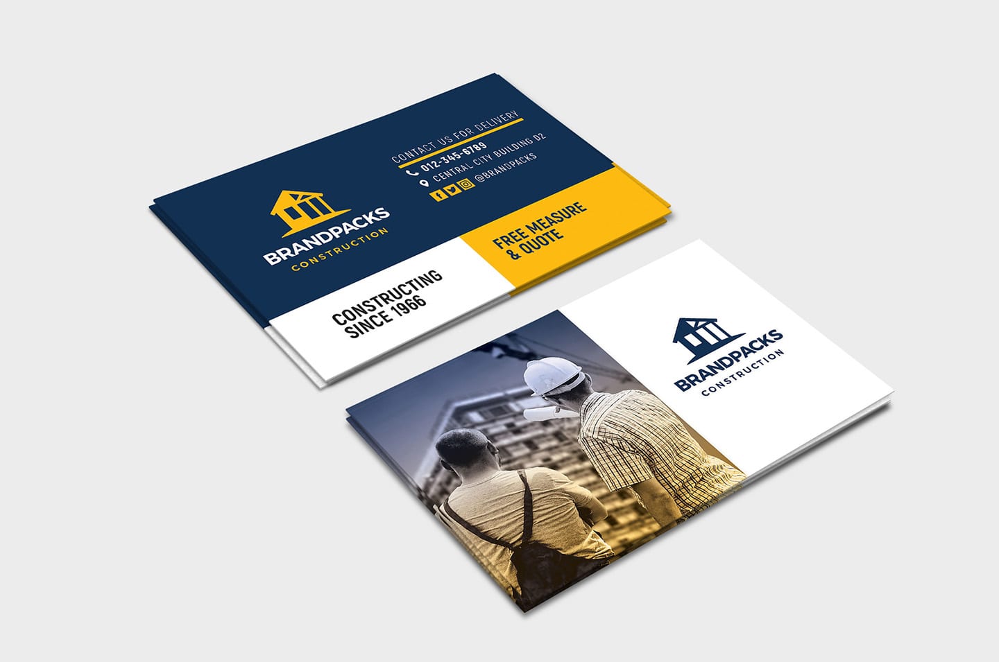 Construction Company Business Card Template in PSD, Ai & Vector