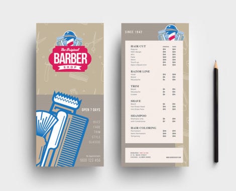 DL Barber Shop Rack Card Template
