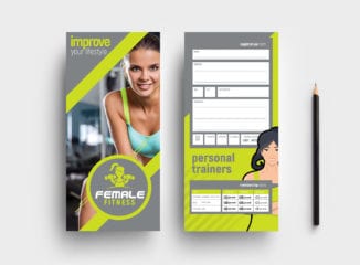 DL Female Fitness Rack Card Template