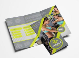 Female Fitness Tri-fold Brochure Template