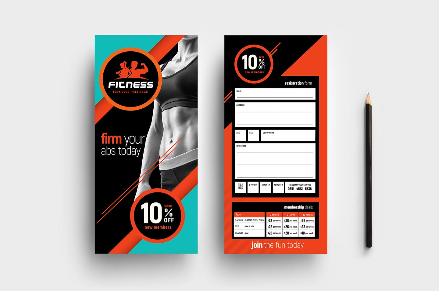 Gym / Fitness DL Rack Card Template in PSD, Ai & Vector - BrandPacks With Regard To Dl Card Template