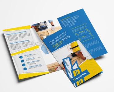 Handyman Tri-Fold Brochure Template in PSD, Ai & Vector