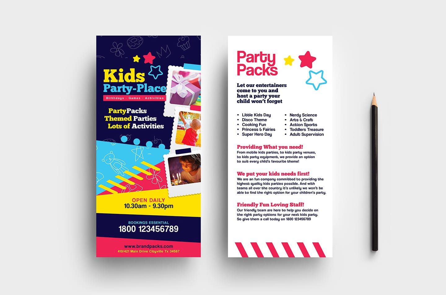 Kid's Party DL Rack Card Template