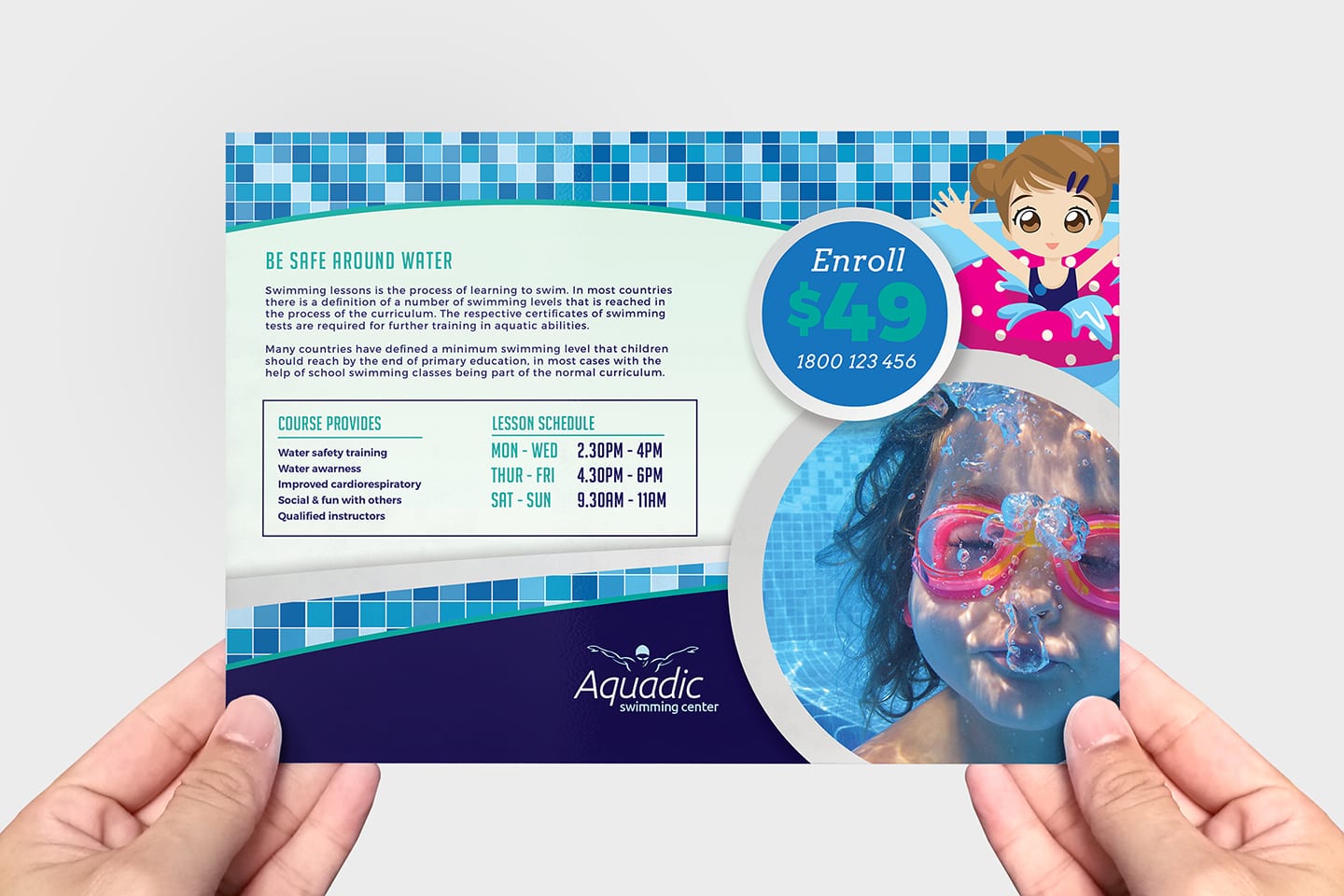 Swimming Lessons Flyer Template in PSD, Ai & Vector - BrandPacks Intended For Free Swimming Certificate Templates