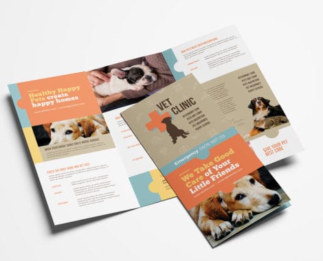 Vet Clinic Tri-Fold Brochure Template