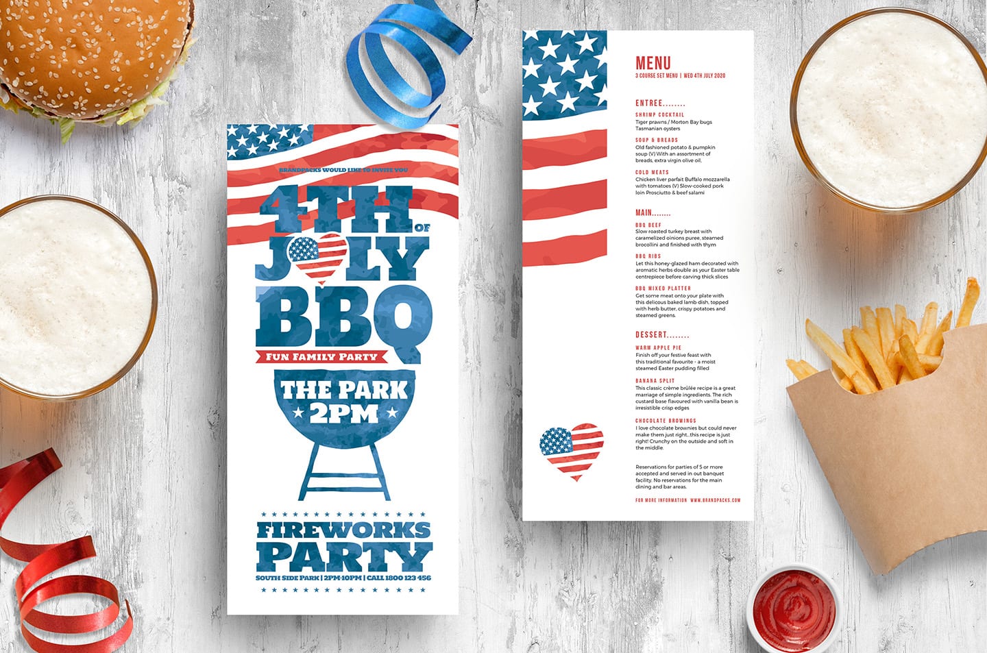 22th of July DL Rack Card Template in PSD, Ai & Vector - BrandPacks Throughout 4Th Of July Menu Template