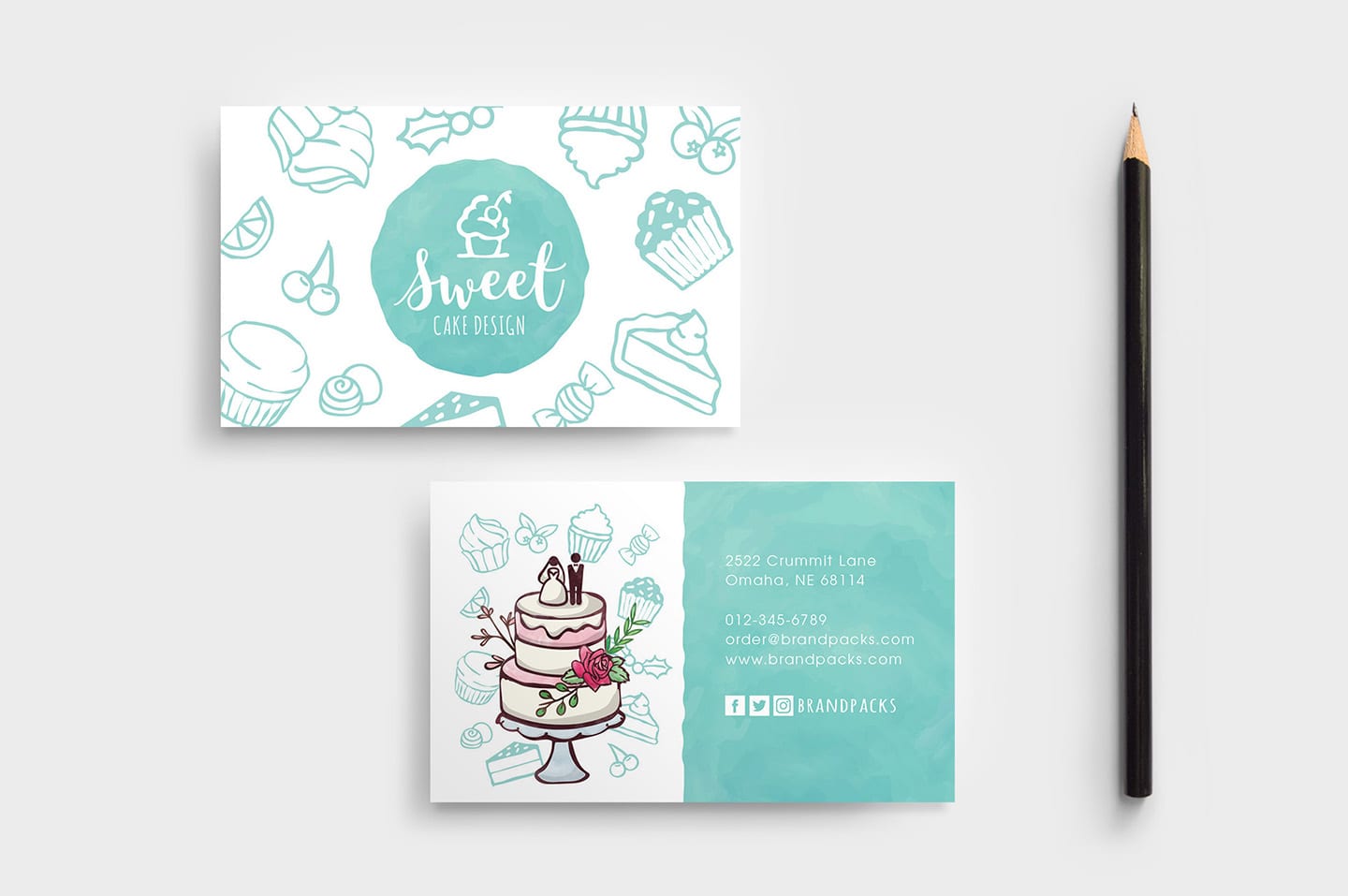 Cake Shop Business Card Template in PSD, Ai & Vector - BrandPacks With Cake Business Cards Templates Free