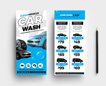 Car Wash DL Rack Card Template