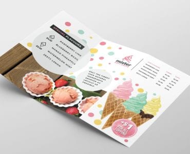 Ice Cream Shop Tri-Fold Menu Template