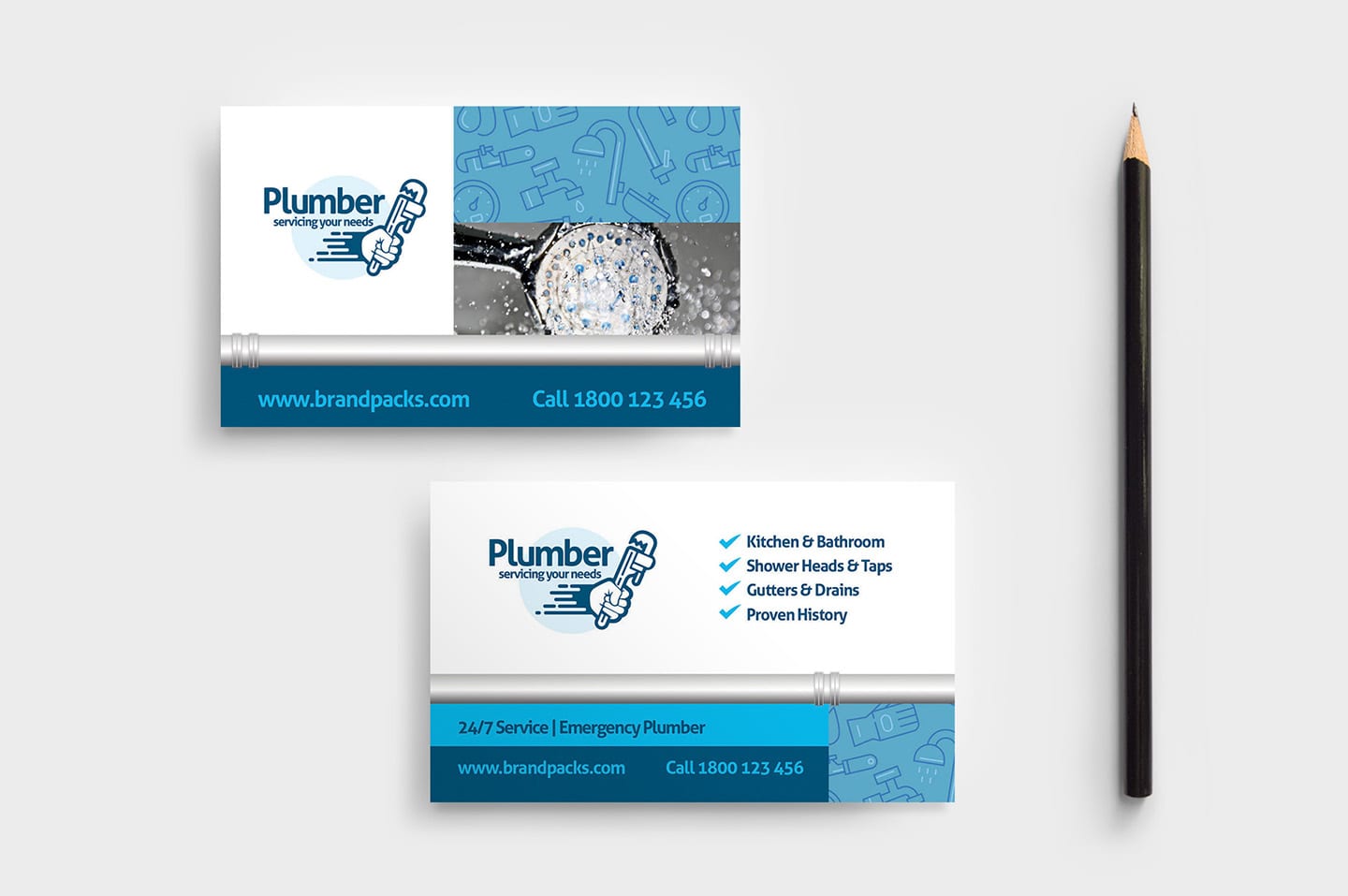 plumbing company business card psd template