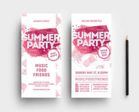 Summer Party DL Card Template