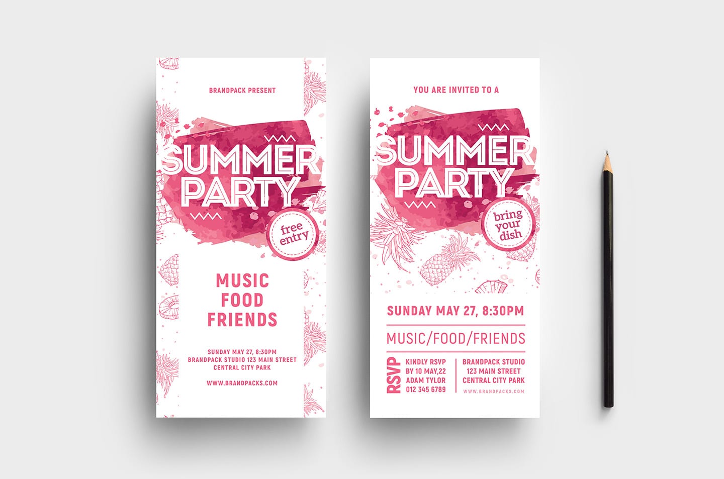 Summer Party DL Card Template