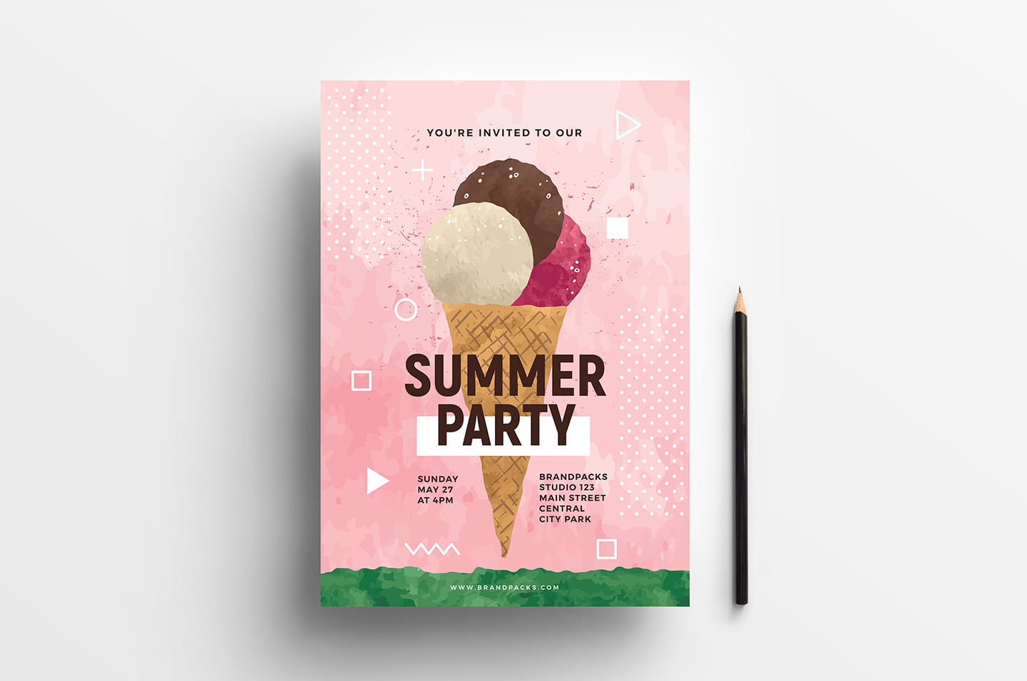 Summer Ice Cream Poster Template - PSD, Ai & Vector - BrandPacks In Ice Cream Party Flyer Template