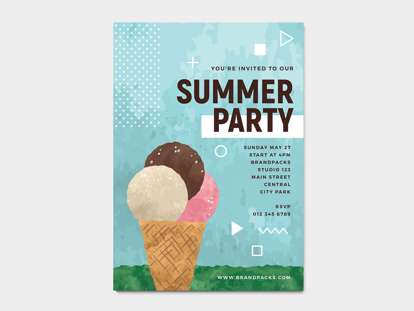 Summer Ice Cream Poster Template - PSD, Ai & Vector - BrandPacks With Ice Cream Party Flyer Template