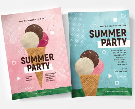 Summer Ice Cream Party Poster / Flyer Template